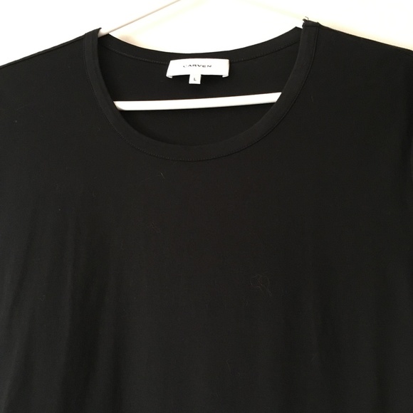 New CARVEN Paris Black Cotton Lace Trim Tee M/L - Picture 2 of 8